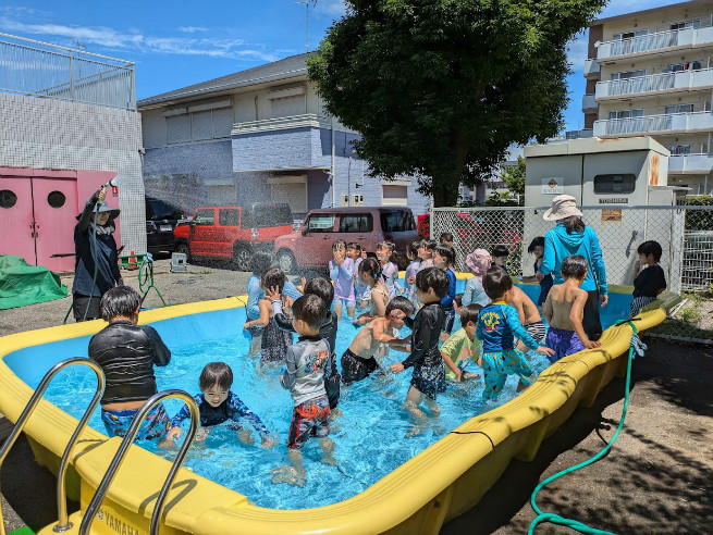 上からのシャワーも気持ちよい